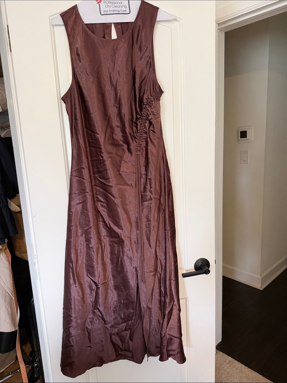 Rails Sleeveless Brown Satin A-Line Dress